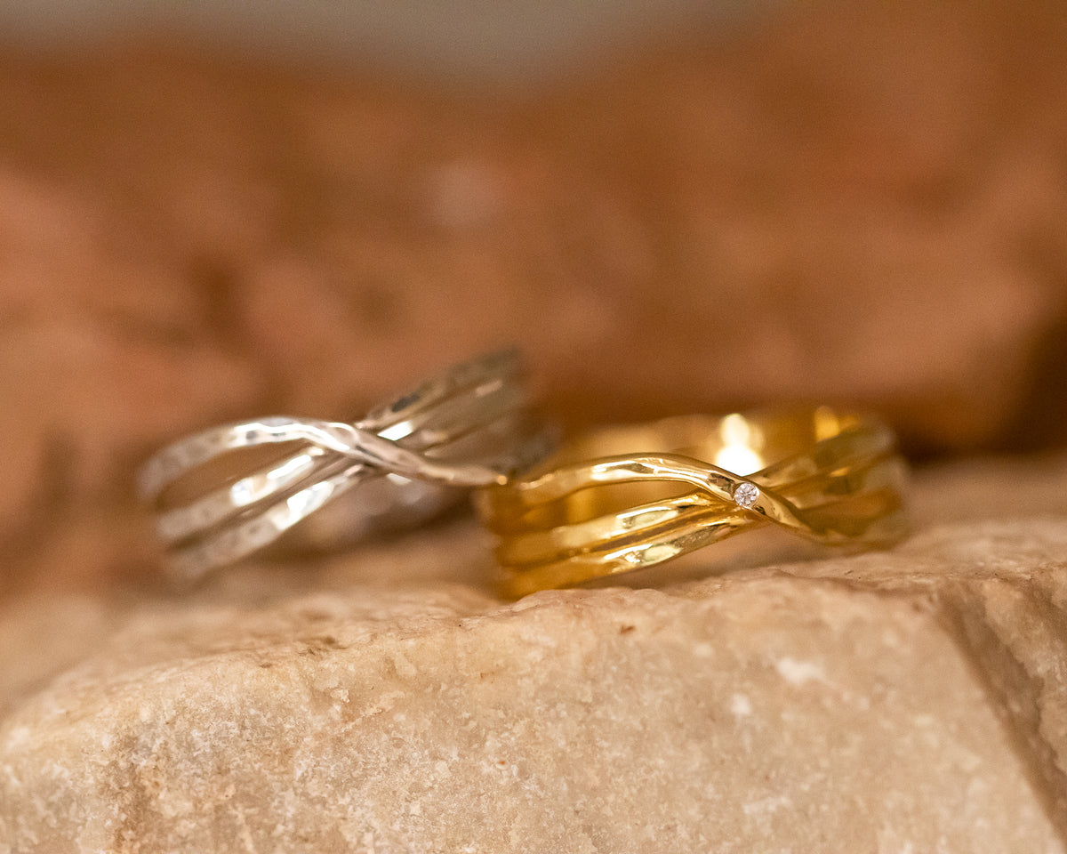 Hammered Infinity Gold Ring