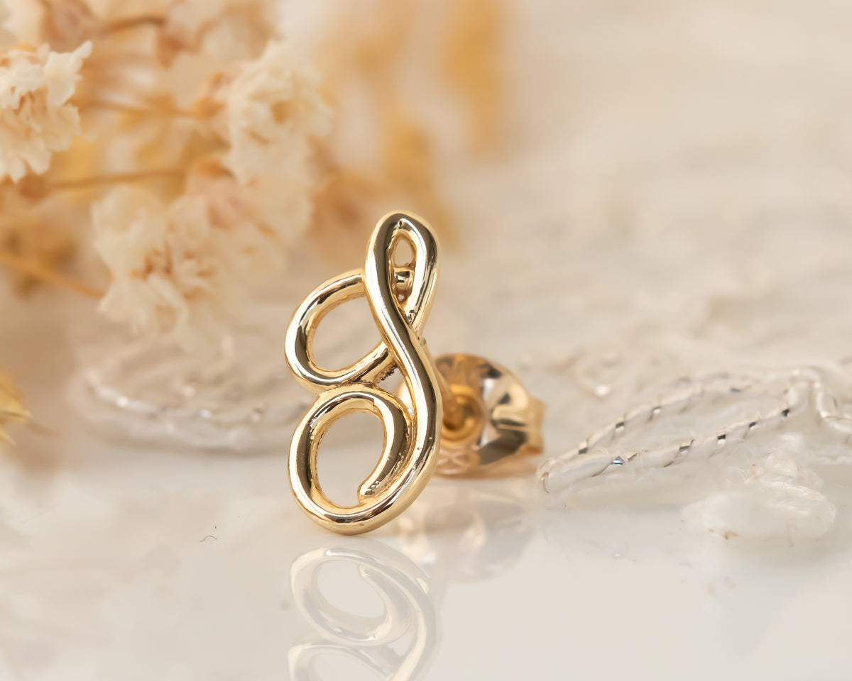 Initial Letter Stud Earrings