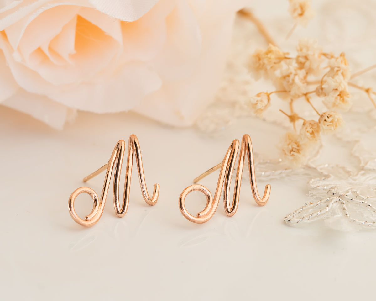 Initial Letter Stud Earrings