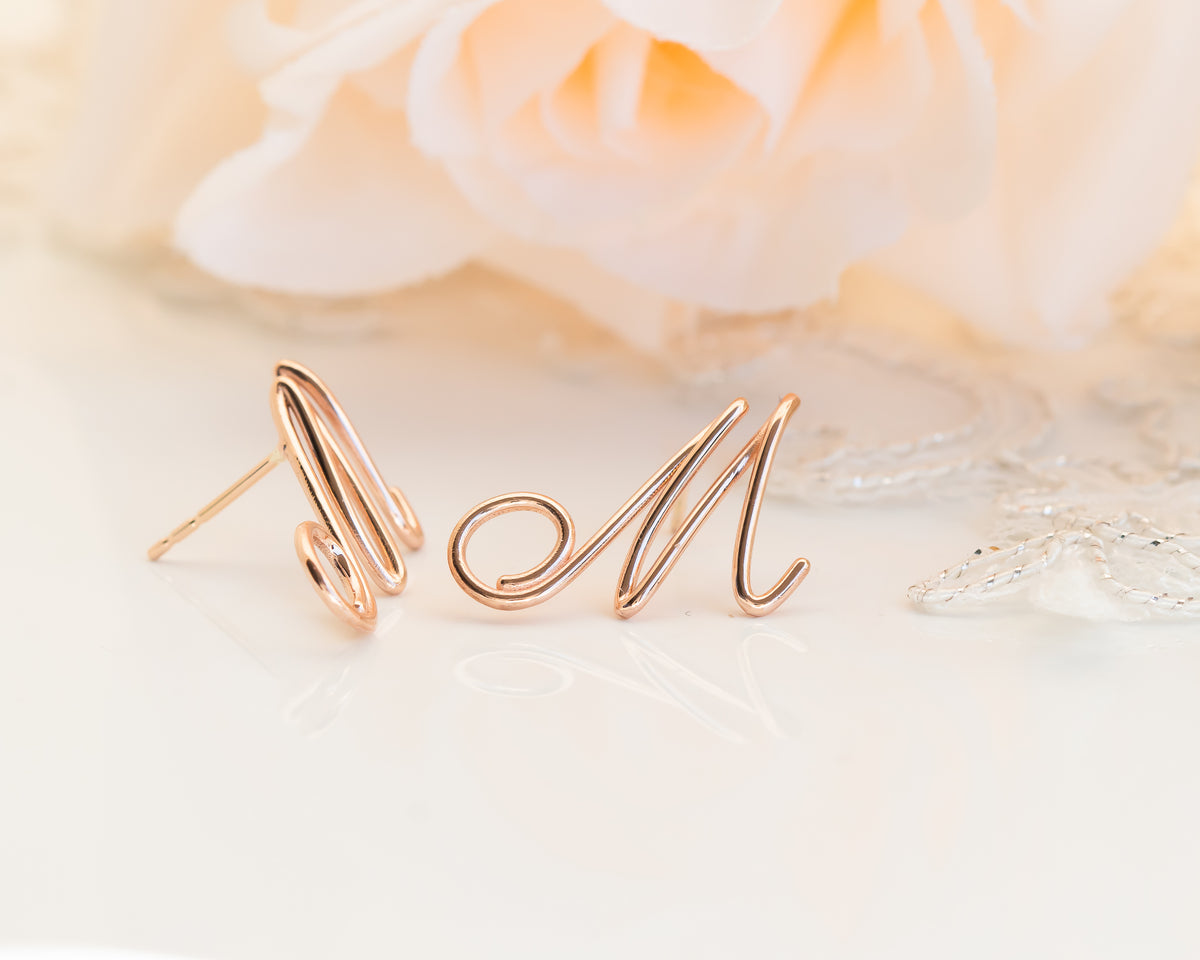 Initial Letter Stud Earrings