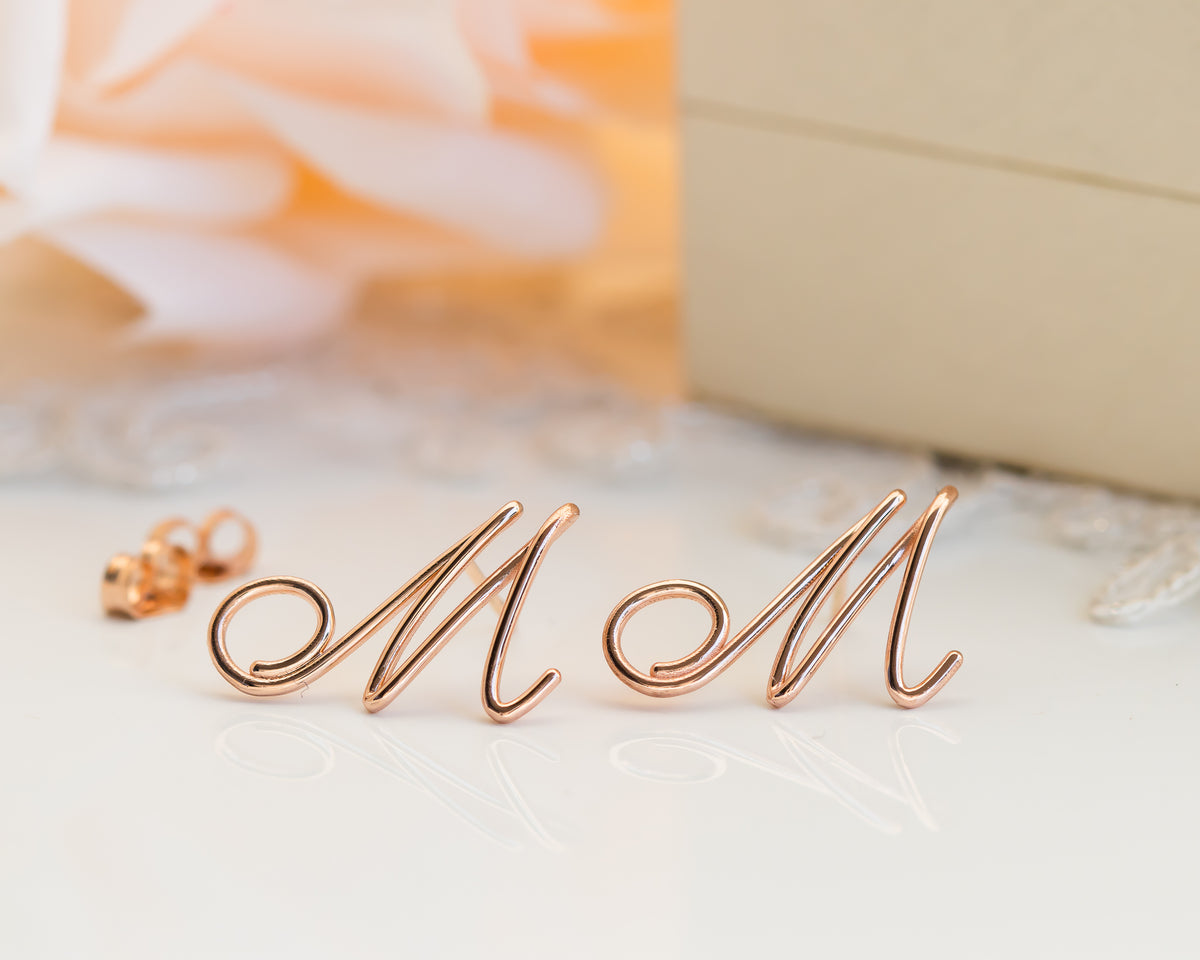 Initial Letter Stud Earrings