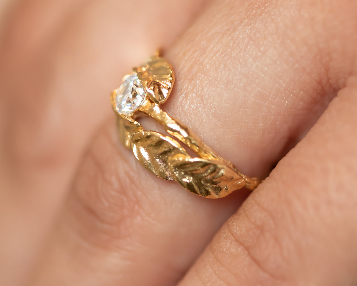 Leaf and Twig Diamond Engagement Ring