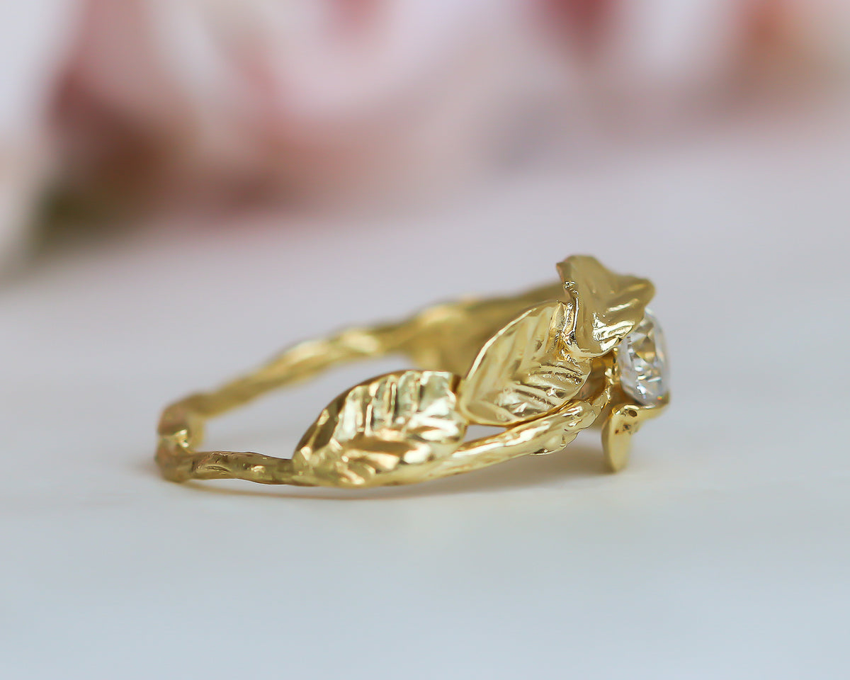 Leaf and Twig Diamond Engagement Ring