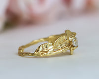 Leaf and Twig Diamond Engagement Ring