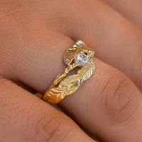 Leaf and Twig Diamond Engagement Ring