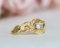 Leaf and Twig Diamond Engagement Ring