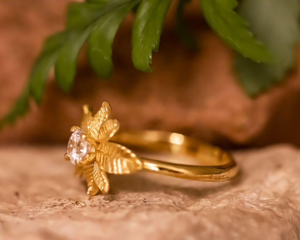 Leaves Moissanite Engagement ring