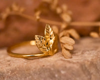 Three Leaf Gold Ring
