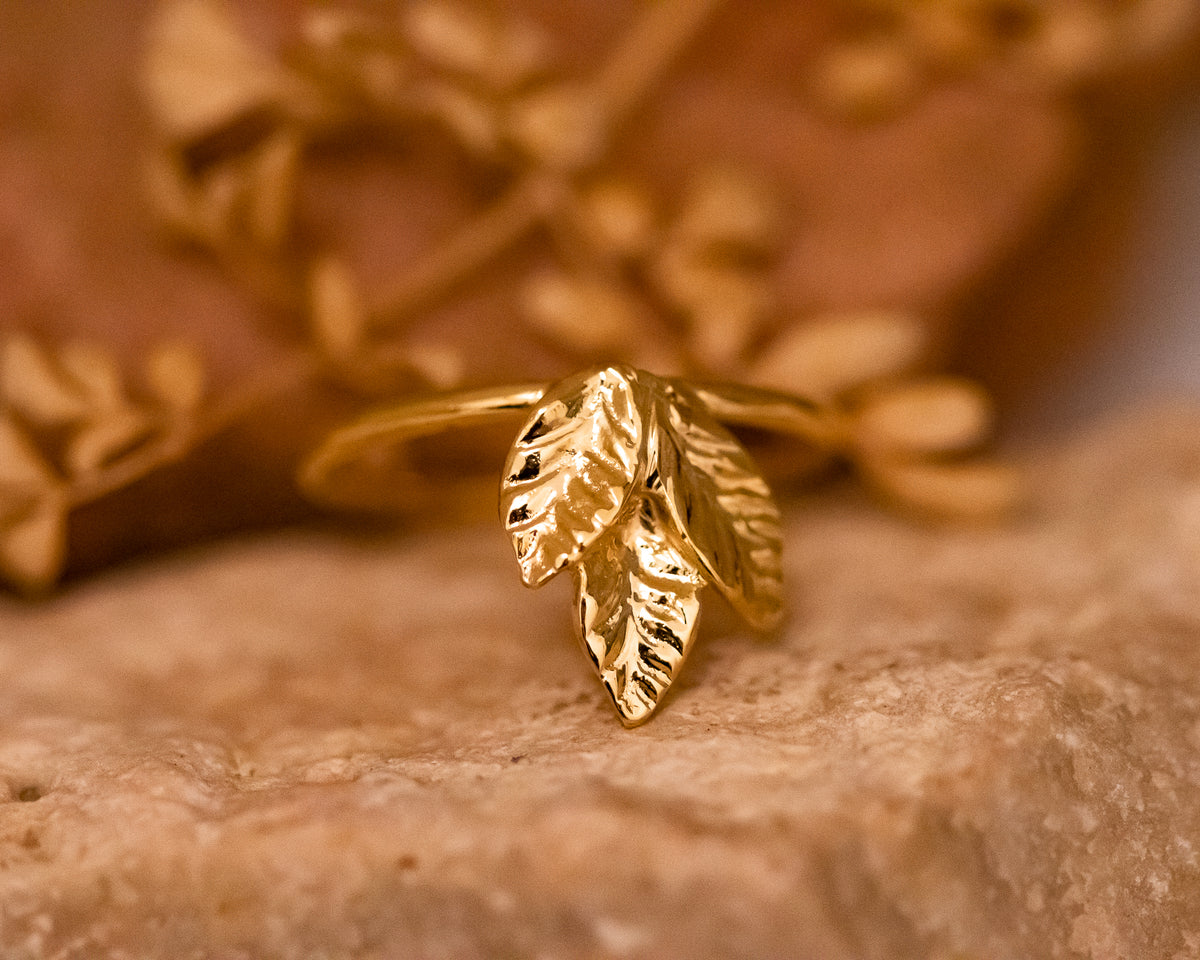Three Leaf Gold Ring
