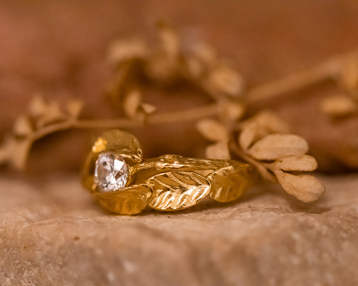 Leaf and Twig Diamond Engagement Ring
