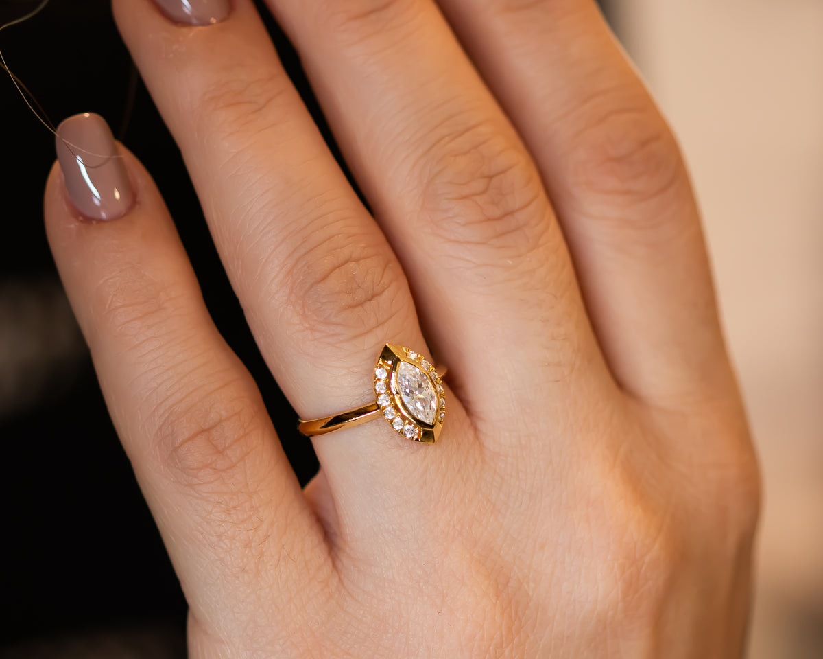 Halo Marquise Diamond Engagement Ring