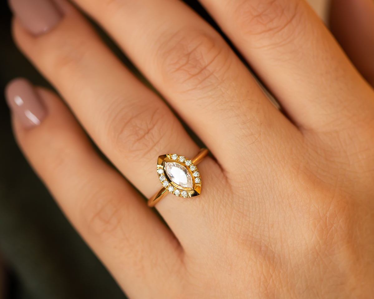 Halo Marquise Diamond Engagement Ring