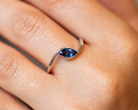 Blue Sapphire Marquise Ring, Sapphire Engagement Ring - Sivan Lotan Jewelry - טבעת ספיר מרקיזה - סיון לוטן תכשיטים