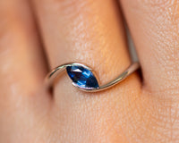 Blue Sapphire Marquise Ring, Sapphire Engagement Ring - Sivan Lotan Jewelry - טבעת ספיר מרקיזה - סיון לוטן תכשיטים