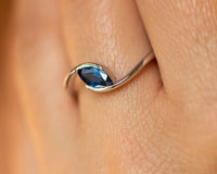 Blue Sapphire Marquise Ring, Sapphire Engagement Ring - Sivan Lotan Jewelry - טבעת ספיר מרקיזה - סיון לוטן תכשיטים