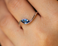 Blue Sapphire Marquise Ring, Sapphire Engagement Ring - Sivan Lotan Jewelry - טבעת ספיר מרקיזה - סיון לוטן תכשיטים