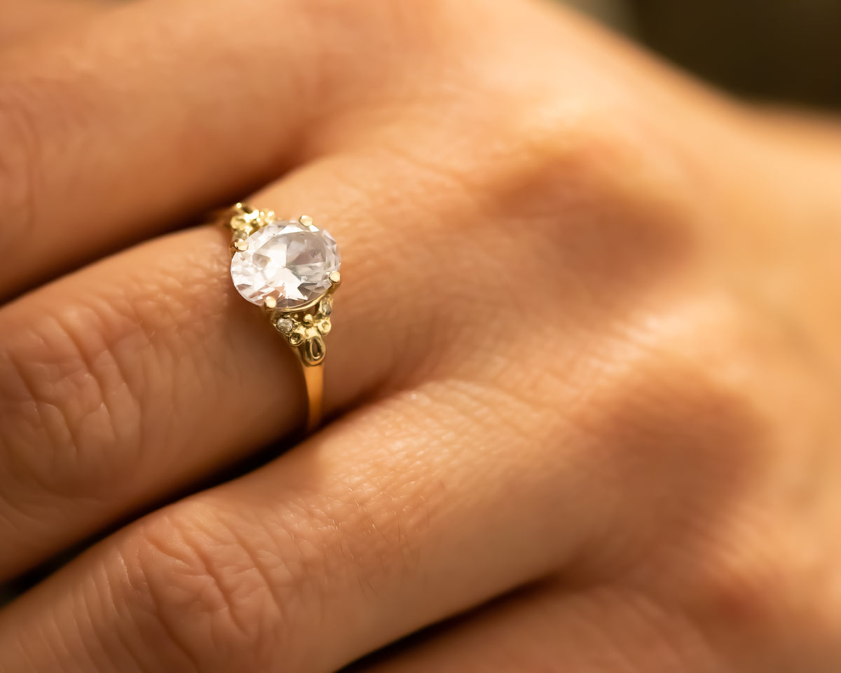 Oval Moissanite and Diamonds Vintage Ring