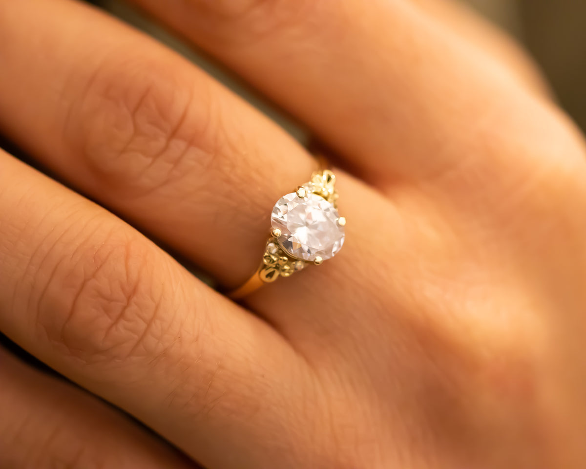 Oval Moissanite and Diamonds Vintage Ring