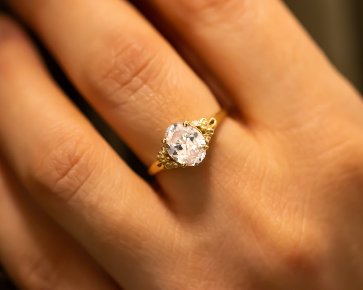 Oval Moissanite and Diamonds Vintage Ring