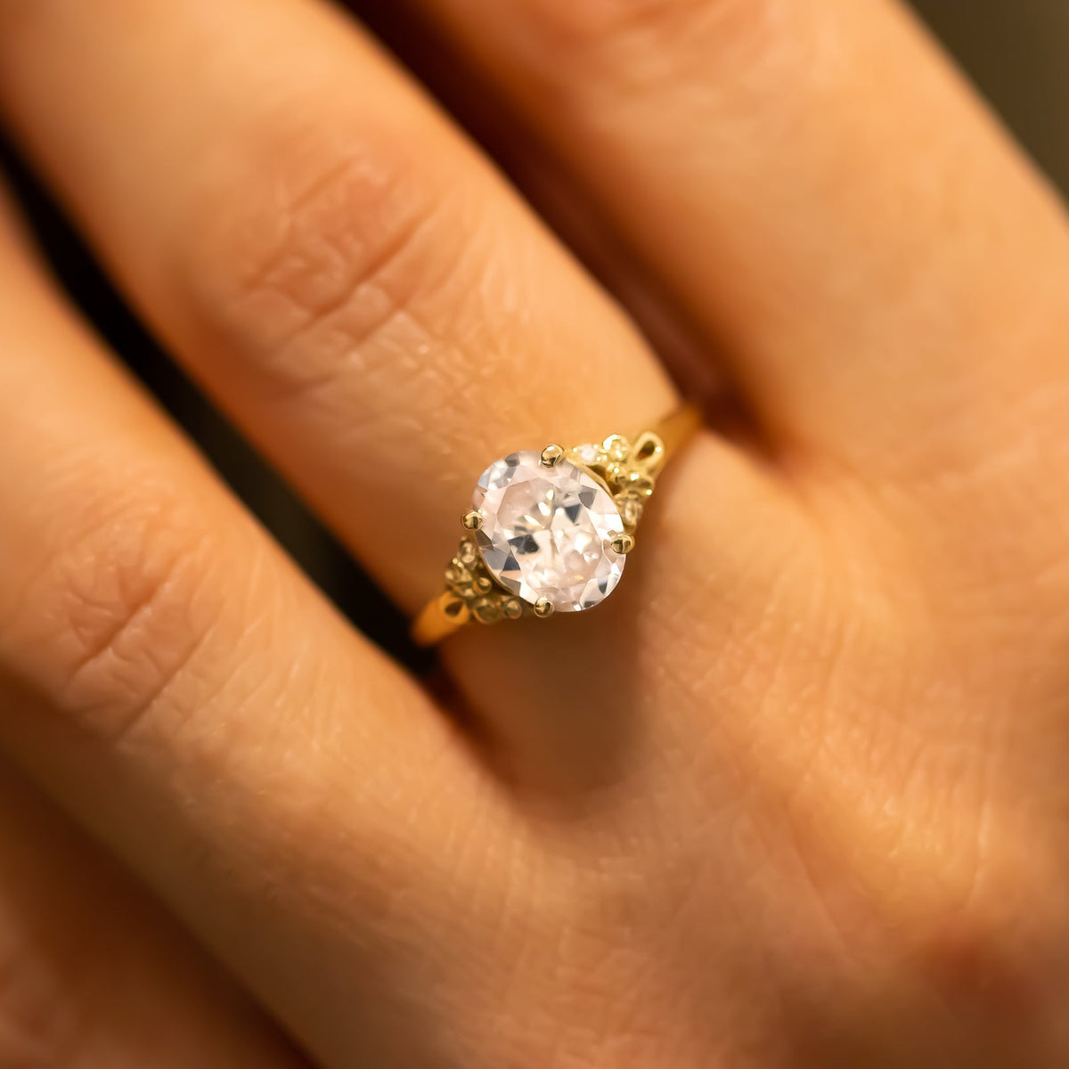Vintage Inspired Oval Diamond Ring
