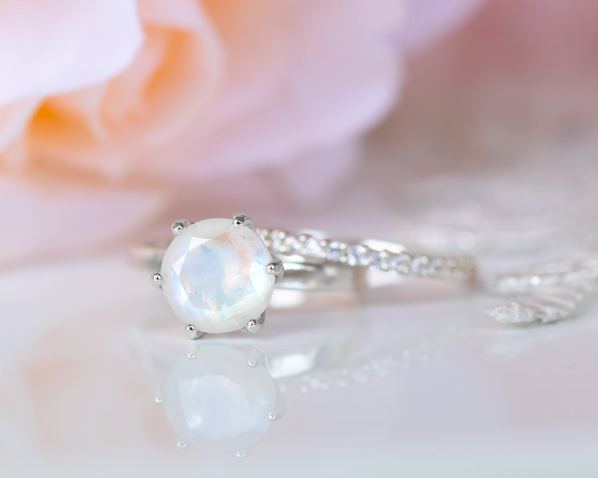 Solitaire Moonstone Ring