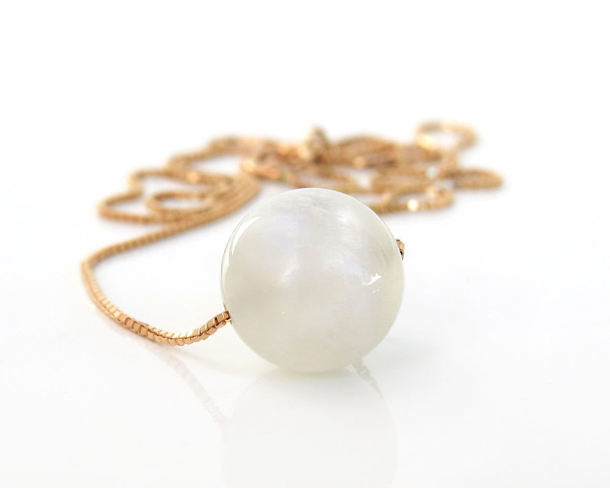 Moonstone Ball Pendant Necklace