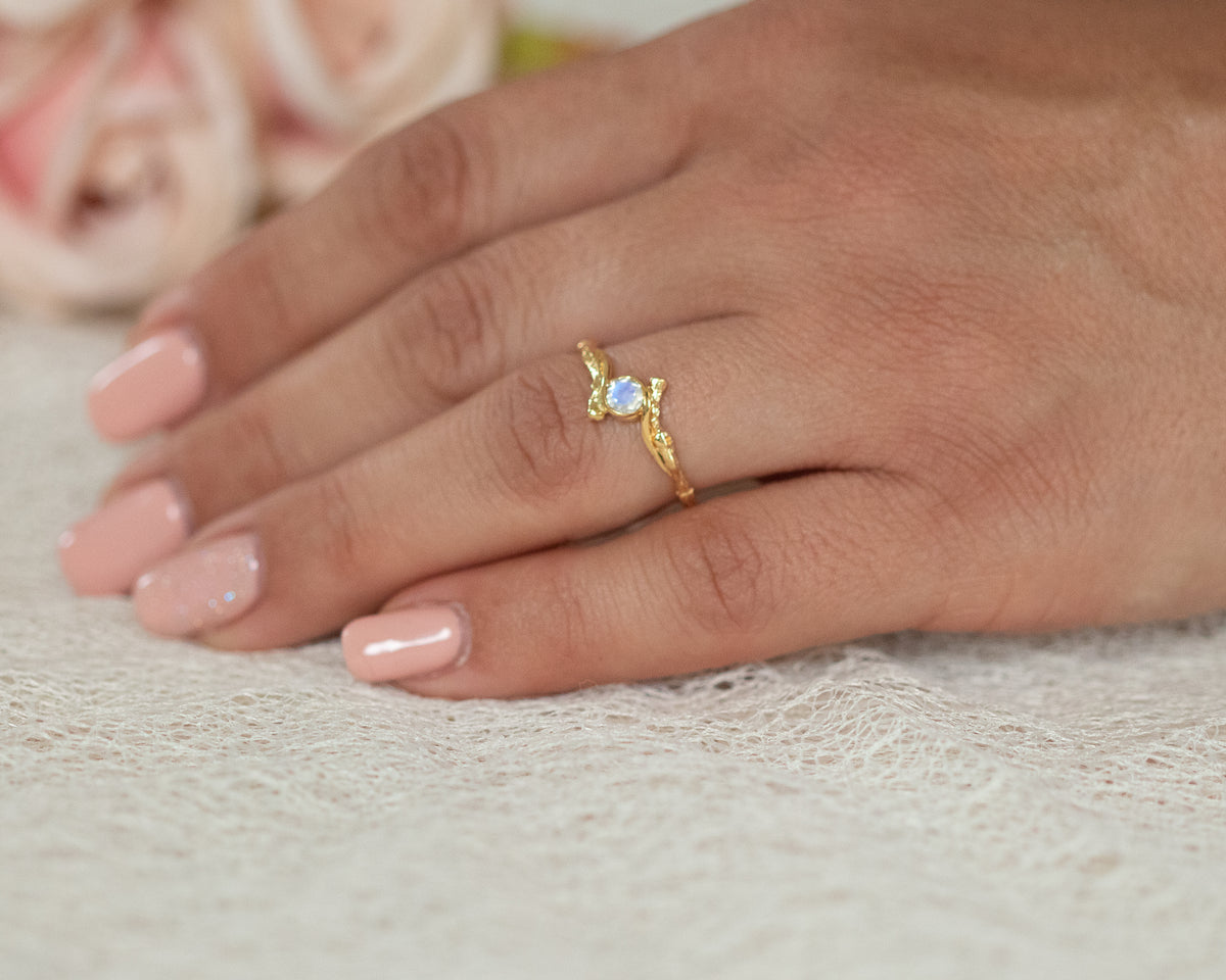 Nature Inspired Moonstone Ring
