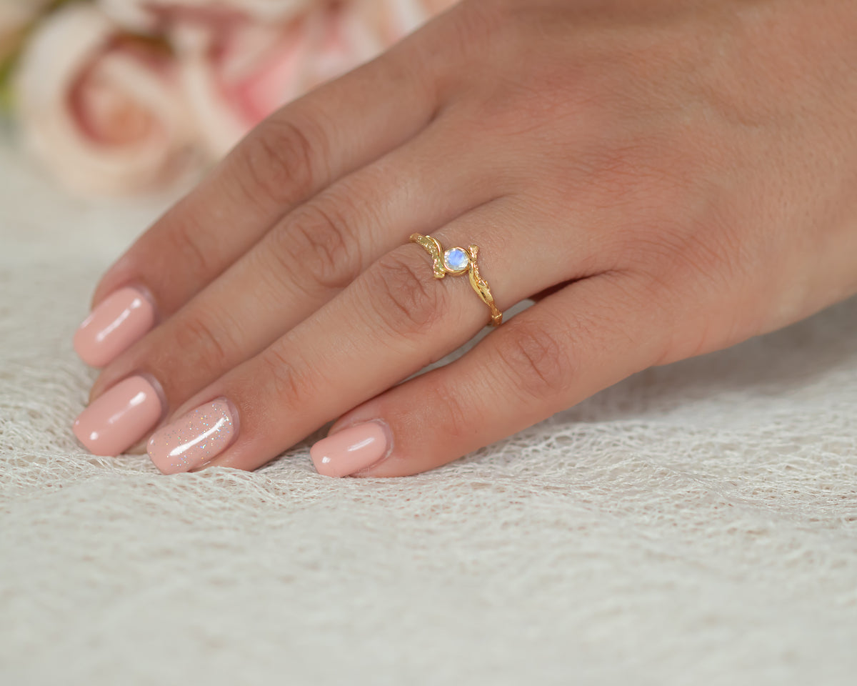Nature Inspired Moonstone Ring