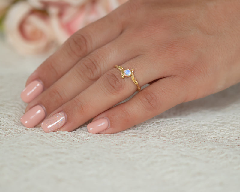 Nature Inspired Moonstone Ring