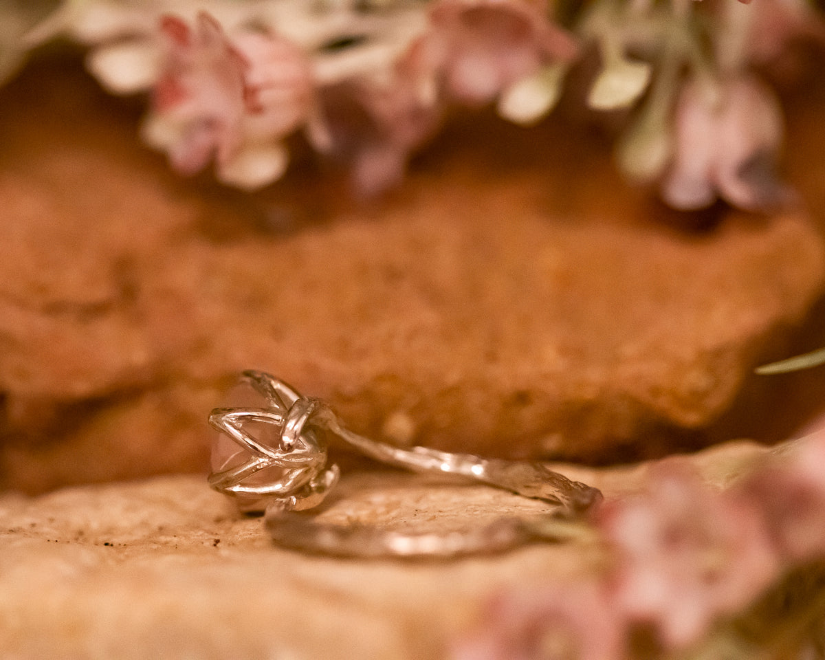 Nature Inspired Rose Quartz Ring