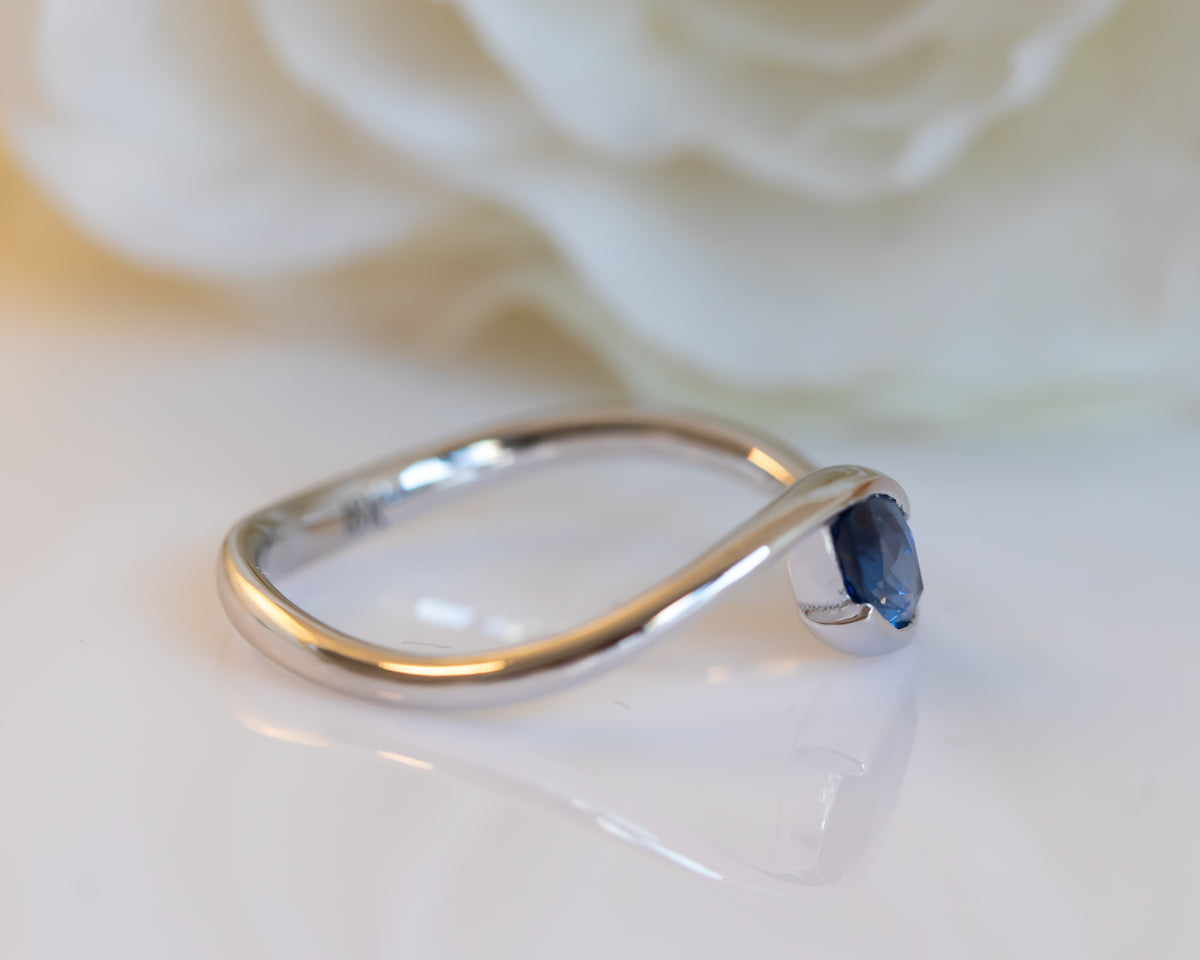 Blue Sapphire Marquise Ring, Sapphire Engagement Ring - Sivan Lotan Jewelry - טבעת ספיר מרקיזה - סיון לוטן תכשיטים