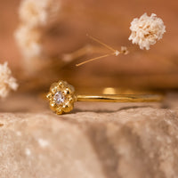 flower diamond gold ring, stacking ring, birthday gift