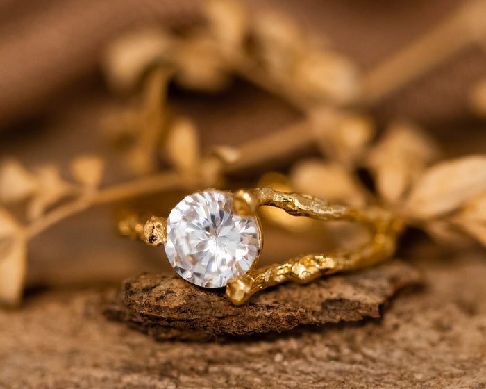 Nature Inspired Twig Diamond Ring