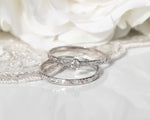 Dainty Floral Diamond Ring Set, Wedding Bridal Set